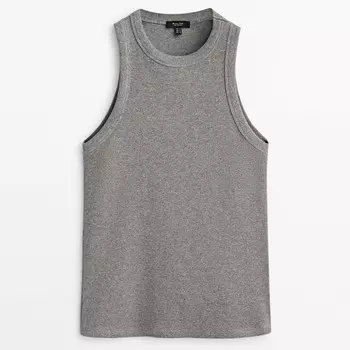 Топ Massimo Dutti Ribbed Halter, серый