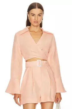 Топ MATTHEW BRUCH Long Sleeve Wrap Crop, цвет Peach