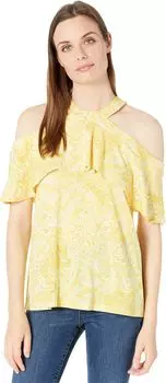 Топ Michael Kors Arabesque Paisley Flounce Halter, цвет Saffron