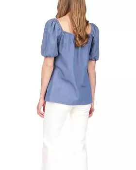 Топ Michael Kors Chambray Square Neck Top, цвет Light Cadet Wash