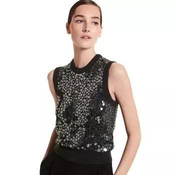 Топ Michael Kors Embroidered Cashmere, темно-серый