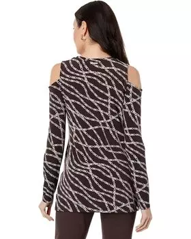 Топ Michael Kors Logo Cold-Shoulder Top, цвет Chocolate