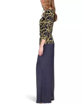 Топ Michael Kors Petite Chain Twist 3/4 Sleeve Top, цвет Midnight Blue