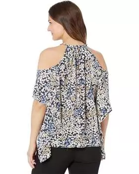 Топ Michael Kors Petite Cold-Shoulder Hank Hem Top, цвет Chambray