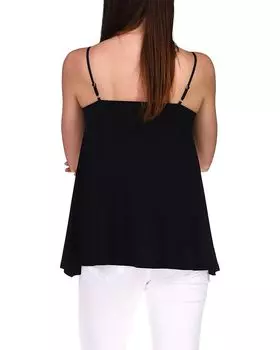 Топ Michael Kors Solid 60s Floral Border Tank Top, черный
