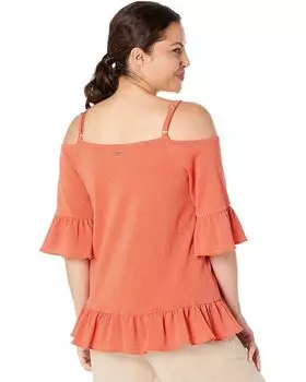Топ Michael Kors Sparkle Cold-Shoulder Ruffle Top, цвет Sangria