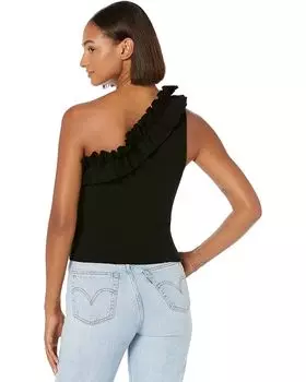 Топ MILLY Ruffle One Shoulder Top, черный
