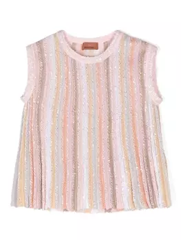 Топ Missoni Kids в рубчик, украшенный пайетками, розовый