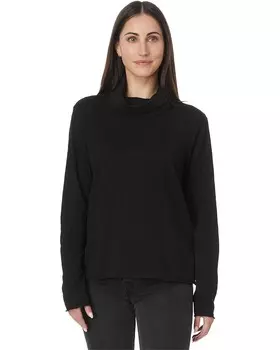 Топ Mod-o-doc Long Sleeve Draped Turtle Neck Top, черный