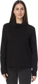 Топ Mod-o-doc Long Sleeve Draped Turtle Neck Top, черный