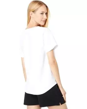 Топ Mod-o-doc Ottoman Rib Short Sleeve Crew Neck Swing Top, белый