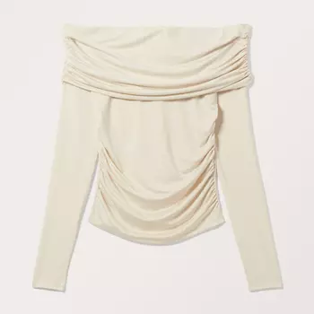 Топ Monki Off Shoulder Long Sleeve, пыльно-белый