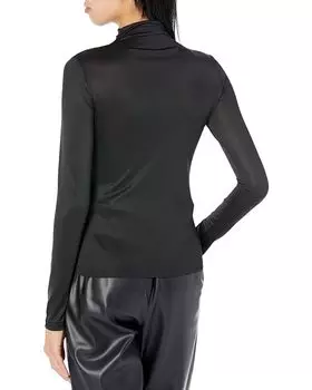 Топ MOON RIVER Turtleneck Ruched Top, черный