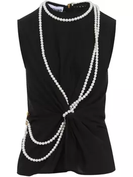 Топ Moschino с жемчужной отделкой, черный