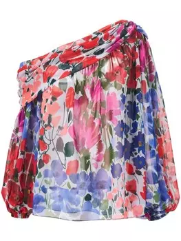 Топ на одно плечо с принтом Jardin Carolina Herrera, красный
