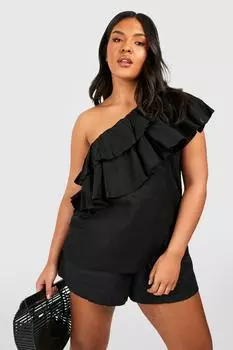 Топ на одно плечо с ткаными орбами Boohoo, черный