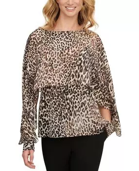 Топ-накидка с длинными рукавами и анималистичным принтом petite DKNY, мульти