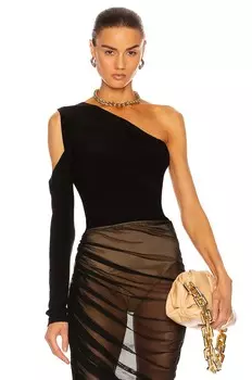 Топ Norma Kamali One Shoulder One Sleeve, черный