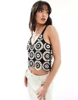 Топ Only Cropped Crochet, черный