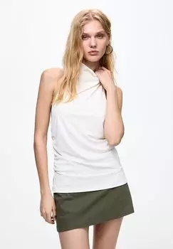 Топ OPEN BACK DRAPED HALTER PULL&BEAR, цвет white