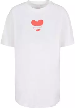 Топ оверсайз Merchcode Oversized Shirt Hugs & Love - Heart, белый
