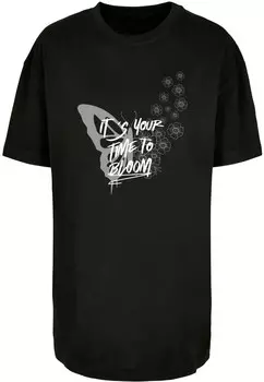 Топ оверсайз Merchcode Oversized Shirt Its Your Time To Bloom, черный