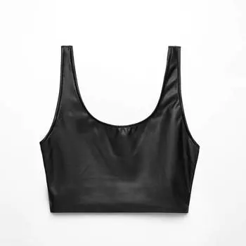 Топ Oysho Faux Leather, черный