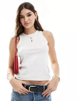 Топ Pieces Ribbed Racer Neck, белый