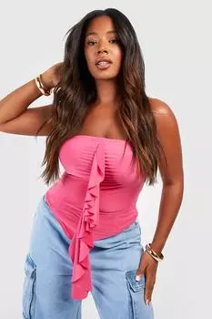 Топ plus с рюшами Boohoo, розовый