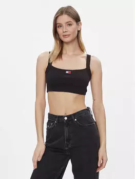 Топ приталенного кроя Tommy Jeans, черный