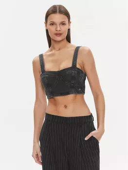 Топ приталенного кроя Tommy Jeans, черный