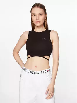 Топ приталенного кроя Tommy Jeans, черный