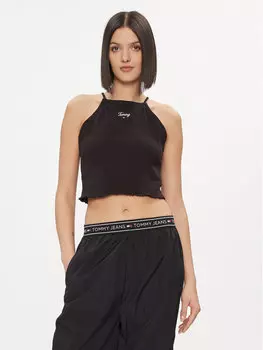 Топ приталенного кроя Tommy Jeans, черный