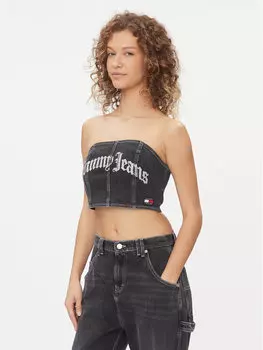 Топ приталенного кроя Tommy Jeans, черный