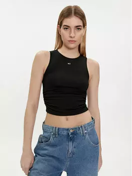 Топ приталенного кроя Tommy Jeans, черный