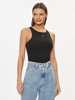 Топ приталенного кроя Tommy Jeans, черный