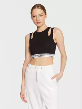 Топ приталенного кроя Tommy Jeans, черный