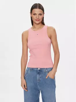Топ приталенного кроя Tommy Jeans, розовый