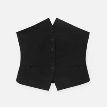 Топ Pull&Bear Strapless Buttoned, черный