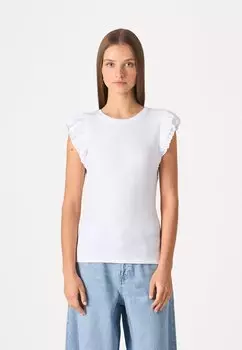 Топ Ribbed Ruffle GAP, белый