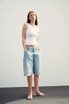 Топ с бретелькой на шее ZARA, белый