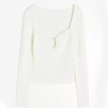 Топ с бусиной H&M, белый
