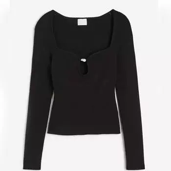 Топ с бусиной H&M, черный
