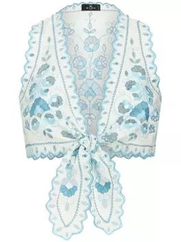 Топ с цветочной вышивкой ETRO, белый