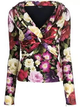 Топ с цветочным принтом Blumarine, черный