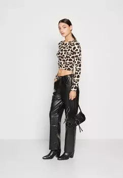 Топ с длинным рукавом Pcnala Crop Pieces, черный