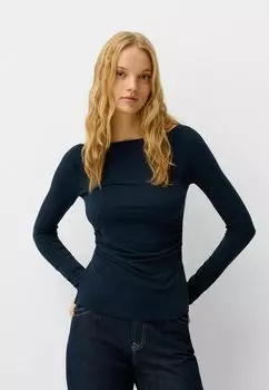 Топ с длинными рукавами Bershka, синий