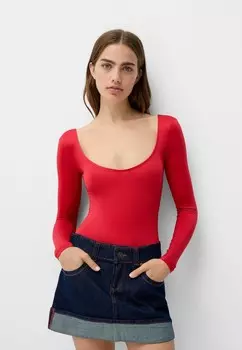 Топ с длинными рукавами BOAT NECK LONG SLEEVE Bershka, красный