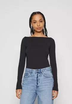 Топ с длинными рукавами BOATNECK Gina Tricot, цвет black