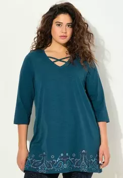 Топ с длинными рукавами BORDER PRINT 3/4 SLEEVE Ulla Popken, бирюзовый